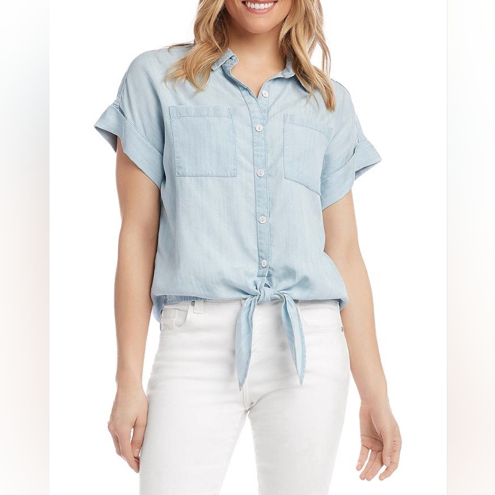 Karen Kane Cham Tie Front Top